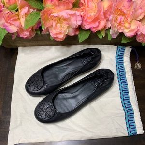 Tory Burch black leather flats